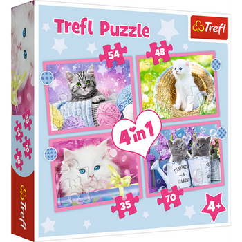 Puzzle - 4w1 (35, 48, 54, 70) - Zabawne kotki - Trefl 34396