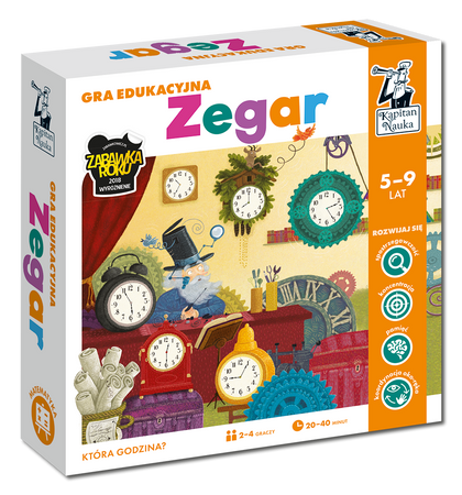 Gra edukacyjna "Zegar" dla dzieci 5-9 lat + Nauka odczytywania czasu i pór dnia + Gra planszowa dla 2-4 osób