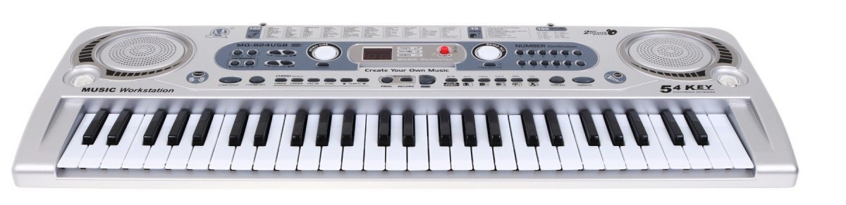 Srebrny Keyboard dla dzieci 5+ Mikrofon + Nagrywanie USB - model nr 824