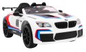 BMW M6 GT3 Auto na akumulator dla dzieci Biały + Nawiew powietrza + Dźwięki MP3 Światła + Pilot