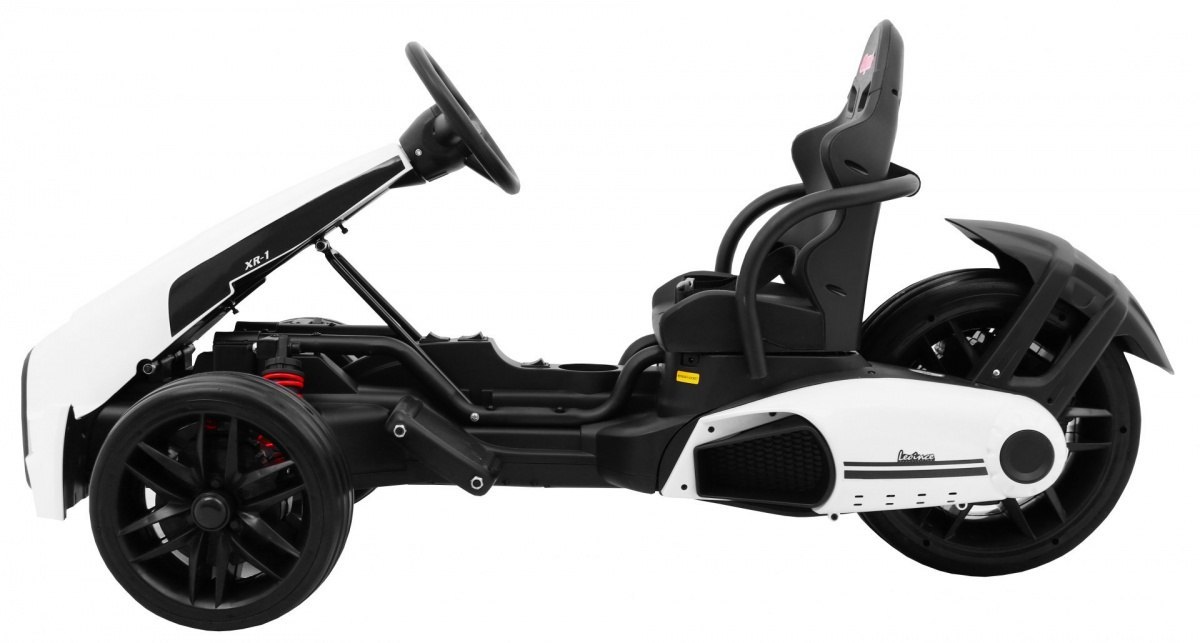 Gokart na akumulator Bolid XR-1 dla dzieci Biały + Regulowana kierownica + Profilowane siedzenie Gokart na akumulator Bolid XR-1 dla dzieci Biały + Regulowana kierownica + Profilowane siedzenie