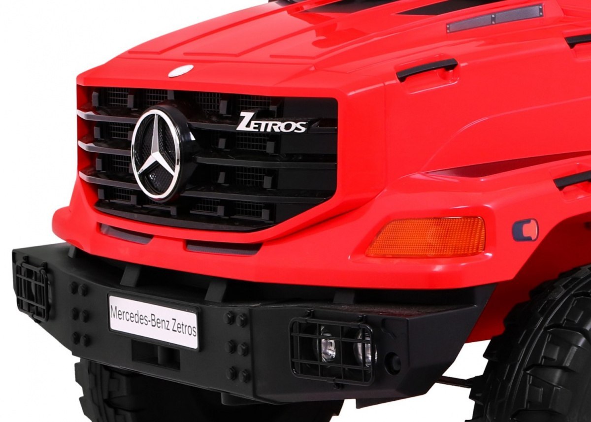 Auto na akumulator Mercedes-Benz Zetros dla dzieci Czerwony + 2-osobowy + Bagażnik + Pilot Auto na akumulator Mercedes-Benz Zetros dla dzieci Czerwony + 2-osobowy + Bagażnik + Pilot