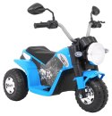 Motorek MiniBike na akumulator dla dzieci Niebieski + Dźwięki + Światła LED + Ekoskóra