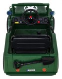 Autko Wojskowe Retro dla dzieci Zielony + Napęd 4x4 + Pilot + 2 Bagażniki + Wolny Start + MP3 LED