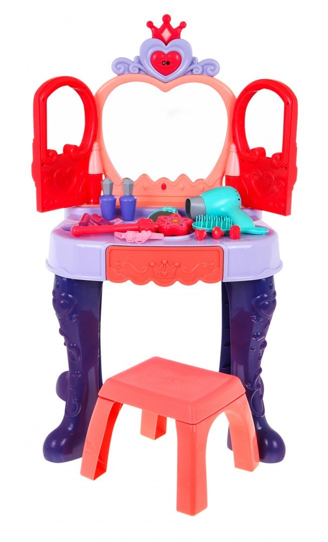 Interaktywna Toaletka dla dziewczynek 3+ Magiczna różdżka + Otwierane lustro + Suszarka + Akcesoria 28 el.