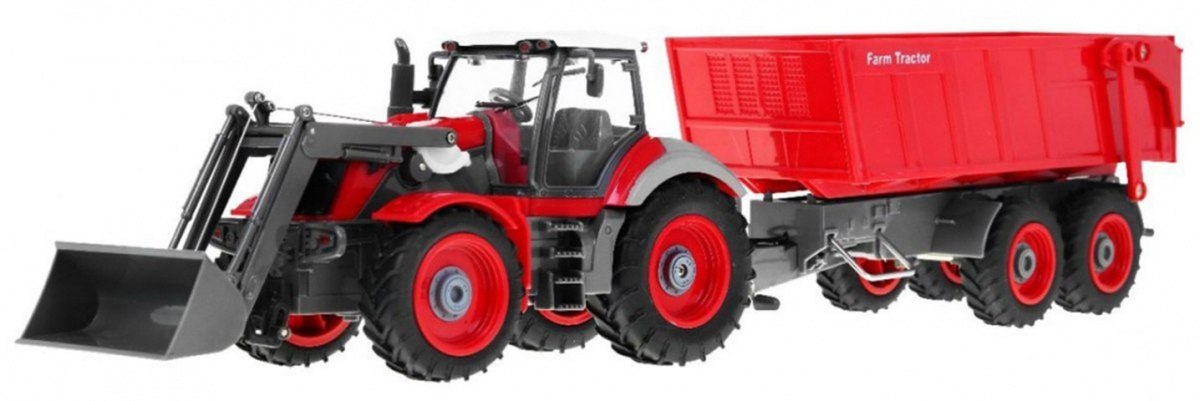 Traktor z koparką i przyczepą dla dzieci 3+ Zdalnie sterowany + Ruchome elementy Czerwony Traktor z koparką i przyczepą dla dzieci 3+ Zdalnie sterowany + Ruchome elementy Czerwony
