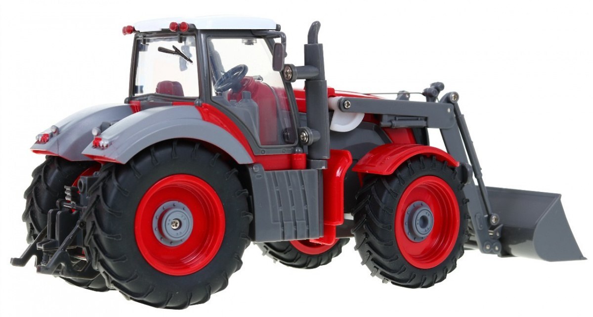 Traktor z koparką i przyczepą dla dzieci 3+ Zdalnie sterowany + Ruchome elementy Czerwono-zielony