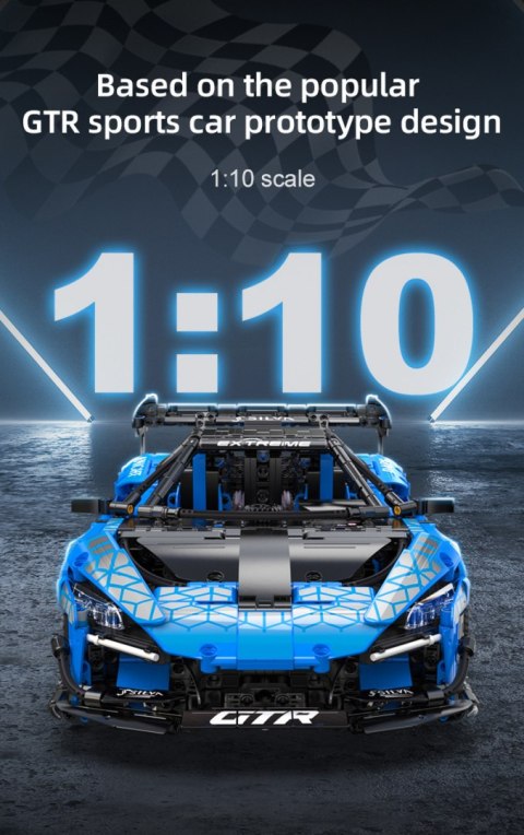 Klocki techniczne CaDA 2088 el. Wyścigowe auto Dark Knight GTR dla dzieci 8+ Klocki techniczne CaDA 2088 el. Wyścigowe auto Dark Knight GTR dla dzieci 8+