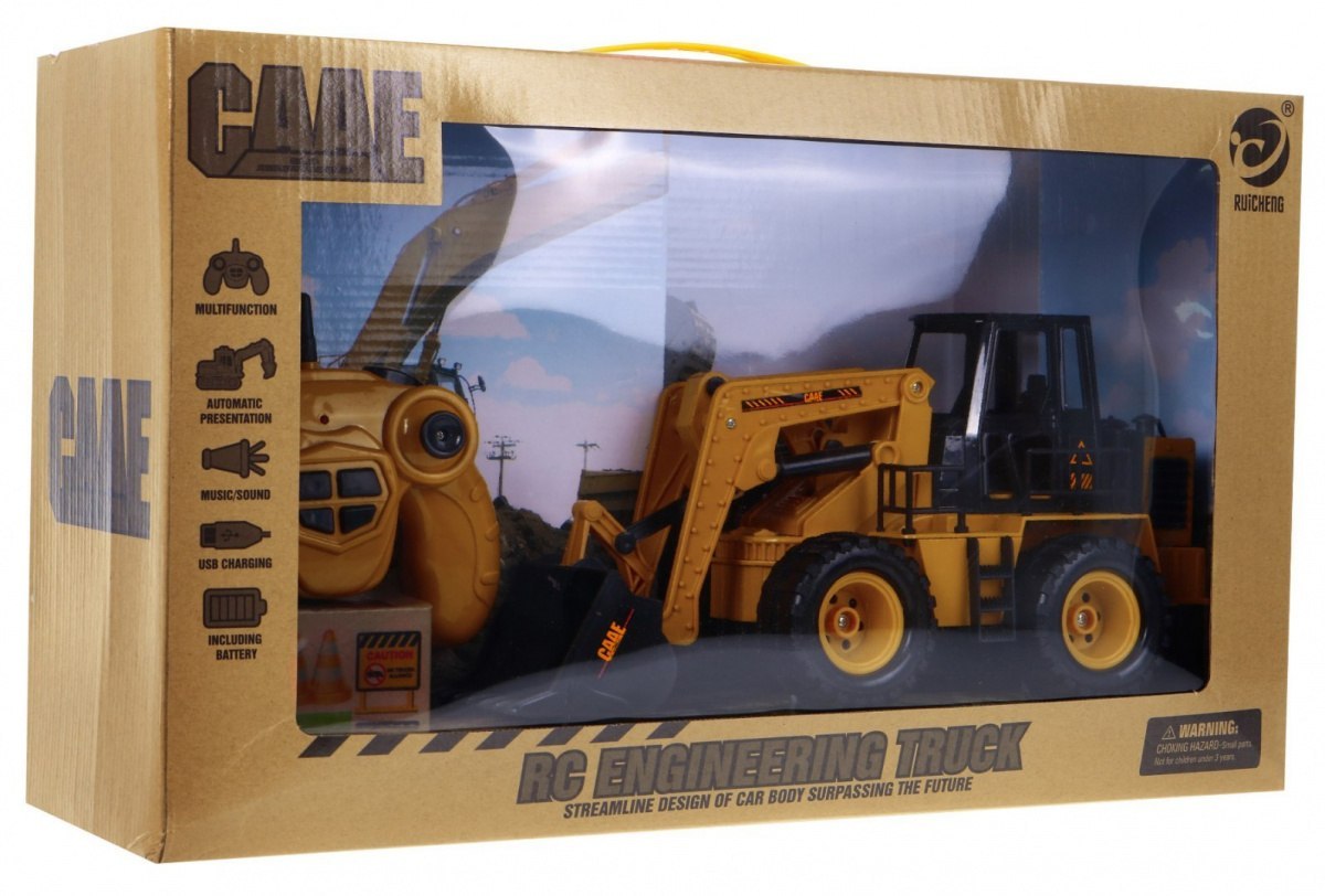 Zdalnie sterowany Spychacz dla dzieci 3+ Model 1:24 Ruchoma łyżka + Dźwięki + Akcesoria Zdalnie sterowany Spychacz dla dzieci 3+ Model 1:24 Ruchoma łyżka + Dźwięki + Akcesoria