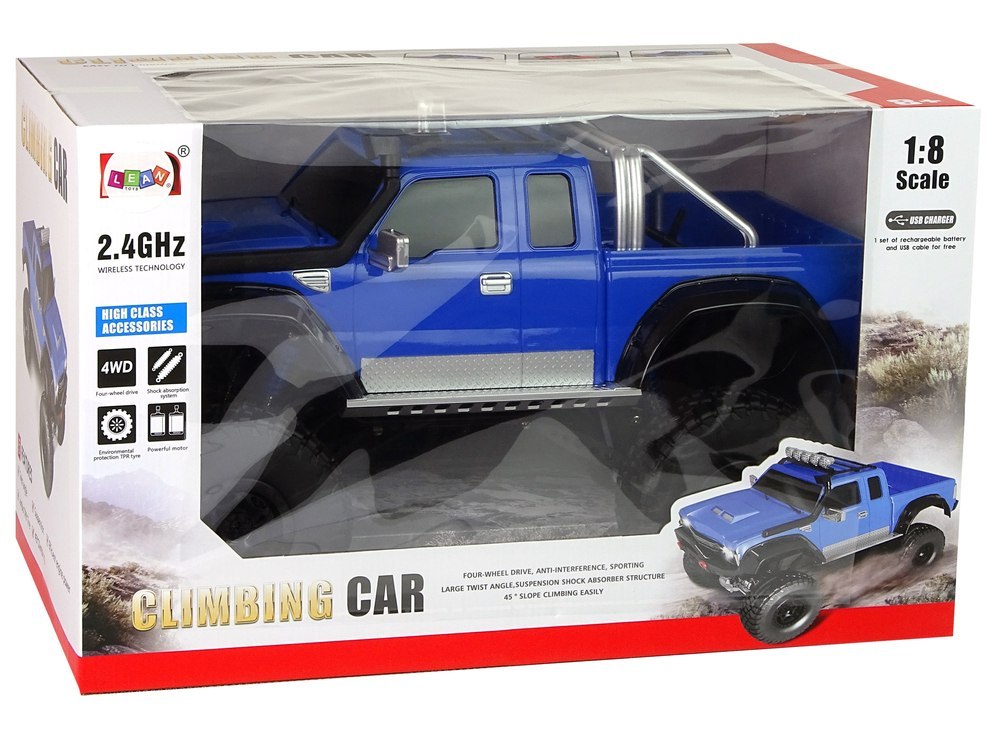 Auto Off- Road R/C 2.4G Climbing Car 1:8 Niebieskie 4x4 Auto Off- Road R/C 2.4G Climbing Car 1:8 Niebieskie 4x4