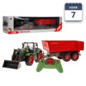 Traktor z koparką i przyczepą dla dzieci 3+ Zdalnie sterowany + Ruchome elementy Zielono-czerwony
