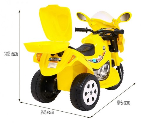 Motorek Trójkołowy BJX-088 elektryczny dla najmłodszych Żółty + Dźwięki + Światła Motorek Trójkołowy BJX-088 elektryczny dla najmłodszych Żółty + Dźwięki + Światła