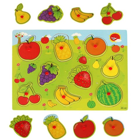 Puzzle drewniane układanka dopasuj kształty owoce Puzzle drewniane układanka dopasuj kształty owoce
