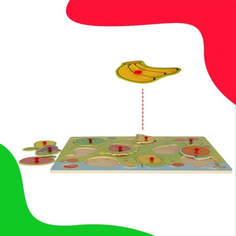 Puzzle drewniane układanka dopasuj kształty owoce Puzzle drewniane układanka dopasuj kształty owoce