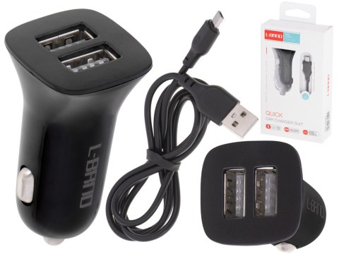 Ładowarka samochodowa szybka 2x USB + kabel micro USB L-BRNO Ładowarka samochodowa szybka 2x USB + kabel micro USB L-BRNO