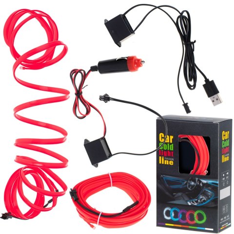 Oświetlenie ambientowe LED do samochodu / auta USB / 12V taśma 5m czerwona Oświetlenie ambientowe LED do samochodu / auta USB / 12V taśma 5m czerwona