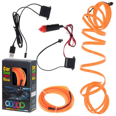 Oświetlenie ambientowe LED do samochodu / auta USB / 12V taśma 5m pomarańczowa Oświetlenie ambientowe LED do samochodu / auta USB / 12V taśma 5m pomarańczowa