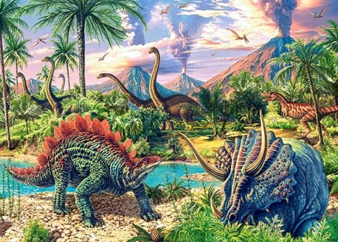 Puzzle układanka 120 elementów Dinozaury przy wulkanach 6+ CASTORLAND Puzzle układanka 120 elementów Dinozaury przy wulkanach 6+ CASTORLAND