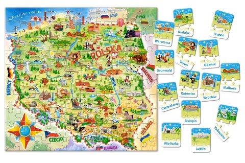 Puzzle edukacyjne układanka Mapa Polski 128 elementów 6+ CASTORLAND Puzzle edukacyjne układanka Mapa Polski 128 elementów 6+ CASTORLAND