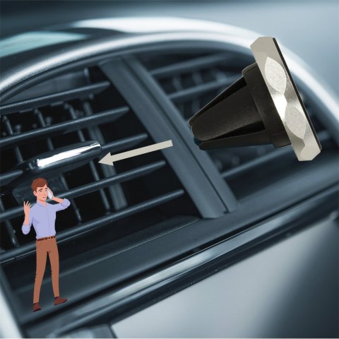 Uchwyt magnetyczny do telefonu holder samochodowy na kratkę wywiew srebrny Uchwyt magnetyczny do telefonu holder samochodowy na kratkę wywiew srebrny