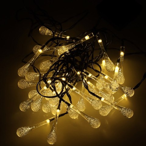 Lampki solarne ogrodowe łezki 6,5m 30LED ciepły biały Lampki solarne ogrodowe łezki 6,5m 30LED ciepły biały