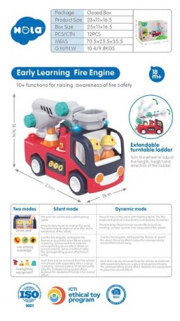 Interaktywna Straż Pożarna HOLA dla dzieci 3+ Dźwięki Światła + Ruchome elementy + 2 Tryby pracy + Akcesoria