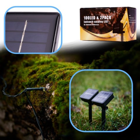 Lampki solarne ogrodowe LED choinkowe świąteczne łańcuch świetlny 20m 200LED multikolor Lampki solarne ogrodowe LED choinkowe świąteczne łańcuch świetlny 20m 200LED multikolor