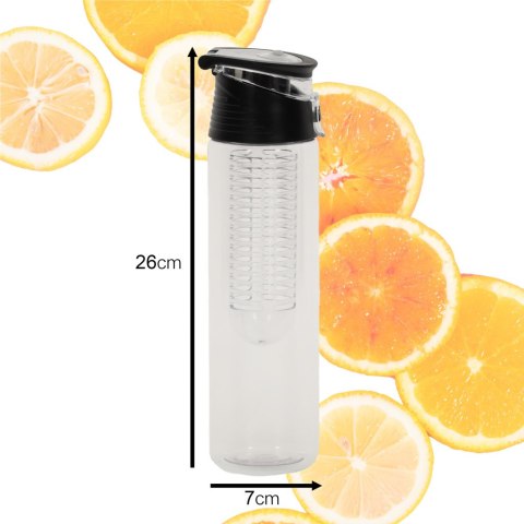 Butelka bidon na wodę z wkładem na owoce 800ml czarna Butelka bidon na wodę z wkładem na owoce 800ml czarna