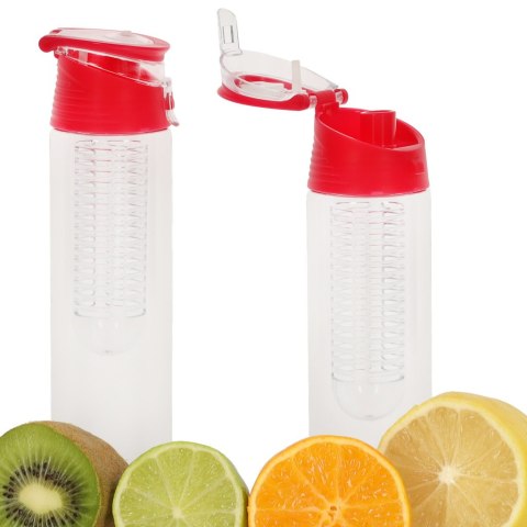Butelka bidon na wodę z wkładem na owoce 800ml malinowa Butelka bidon na wodę z wkładem na owoce 800ml malinowa