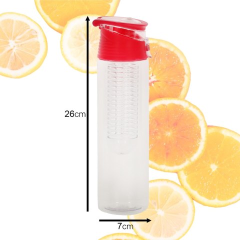 Butelka bidon na wodę z wkładem na owoce 800ml malinowa Butelka bidon na wodę z wkładem na owoce 800ml malinowa