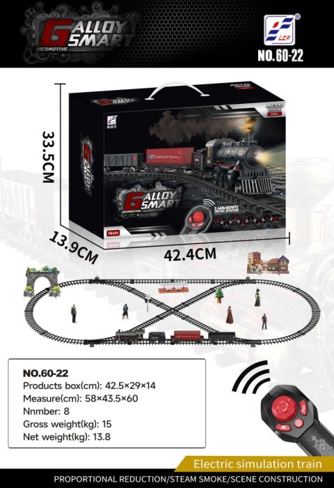 Zdalnie sterowana Retro Kolejka z Funkcją Dymu dla dzieci 5+ Interaktywne efekty + Pilot 2,4 GHz + Akcesoria