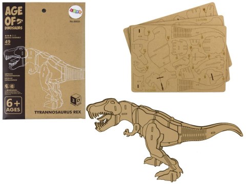 Drewniane Puzzle Przestrzenne 3D T-Rex Składanka Edukacyjna 22 Elementy