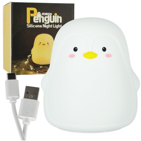 Lampka nocna dla dzieci silikonowa LED biała pingwinek Lampka nocna dla dzieci silikonowa LED biała pingwinek