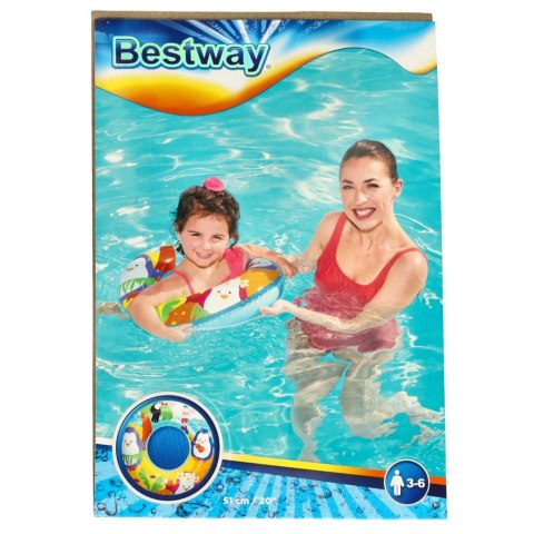 BESTWAY 36113 Kółko do pływania koło dmuchane plażowe 51cm pingwiny max 60kg 3-6 lat BESTWAY 36113 Kółko do pływania koło dmuchane plażowe 51cm pingwiny max 60kg 3-6 lat