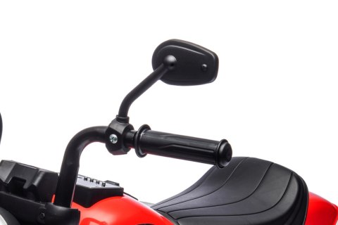 Motorek Chopper FASTER na akumulator dla dzieci Czerwony + Radio FM + Panel audio + LED Motorek Chopper FASTER na akumulator dla dzieci Czerwony + Radio FM + Panel audio + LED