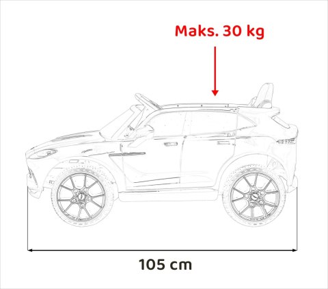 Aston Martin DBX na akumulator dla dzieci Biały + Pilot + EVA + Pasy + Wolny Start + Audio LED Aston Martin DBX na akumulator dla dzieci Biały + Pilot + EVA + Pasy + Wolny Start + Audio LED