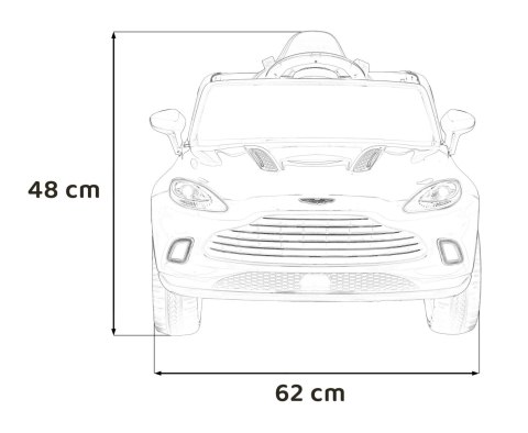 Aston Martin DBX na akumulator dla dzieci Biały + Pilot + EVA + Pasy + Wolny Start + Audio LED Aston Martin DBX na akumulator dla dzieci Biały + Pilot + EVA + Pasy + Wolny Start + Audio LED
