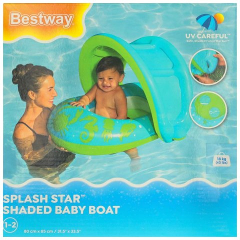 BESTWAY 34091 Kółko do pływania dla niemowląt koło pontonik dla dzieci dmuchany z siedziskiem z daszkiem zielony 1-2lata 18kg BESTWAY 34091 Kółko do pływania dla niemowląt koło pontonik dla dzieci dmuchany z siedziskiem z daszkiem zielony 1-2lata 18kg