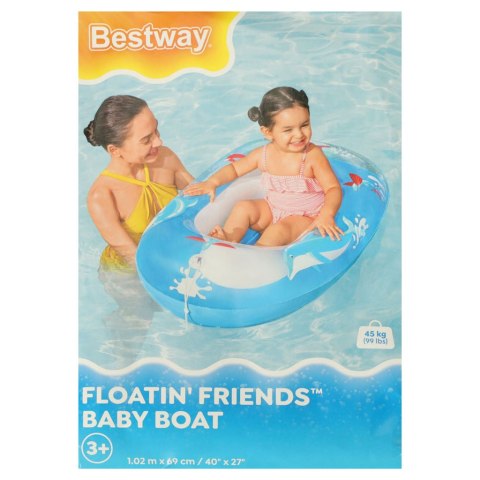 BESTWAY 34037 Kółko do pływania dla niemowląt koło pontonik dla dzieci dmuchany z siedziskiem łódka ponton niebieski 3+ 45kg BESTWAY 34037 Kółko do pływania dla niemowląt koło pontonik dla dzieci dmuchany z siedziskiem łódka ponton niebieski 3+ 45kg