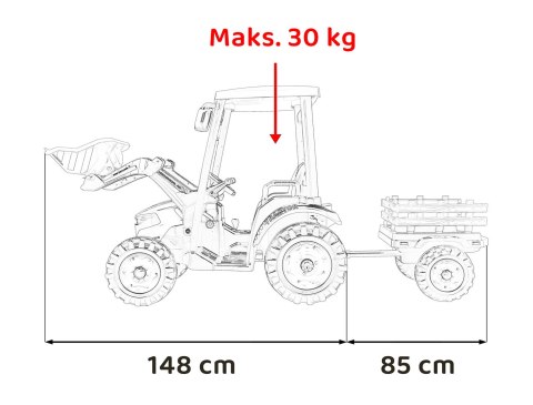 Pojazd MEGA Traktor D68 Z Przyczepką Żółty Pojazd MEGA Traktor D68 Z Przyczepką Żółty