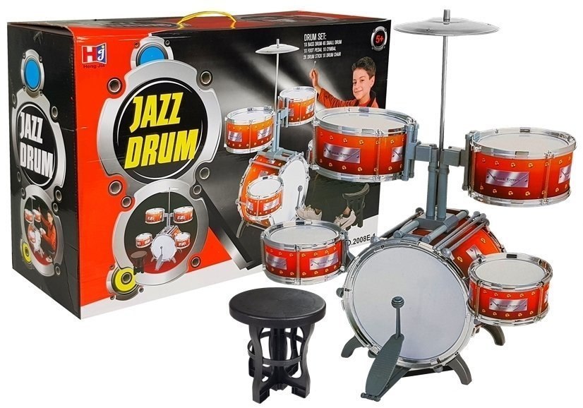 Duża Perkusja 5 Bębnów Talerz Instrument Dziecięcy Duża Perkusja 5 Bębnów Talerz Instrument Dziecięcy