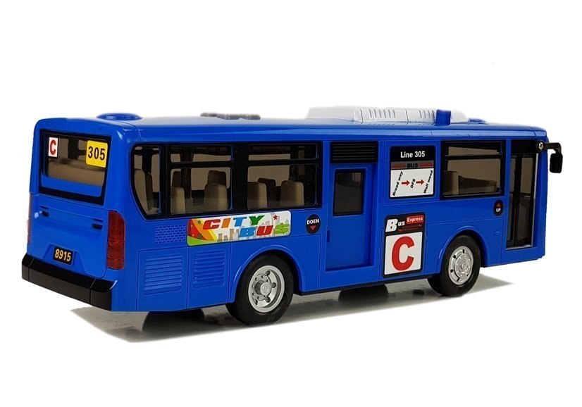 Muzyczny Autobus z Napędem Frykcyjnym i światłami Niebieski Muzyczny Autobus z Napędem Frykcyjnym i światłami Niebieski