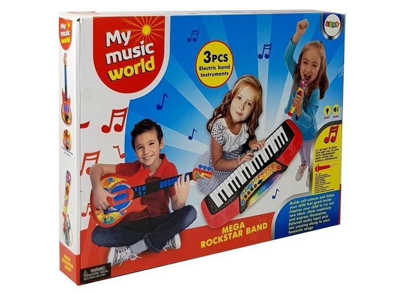 Zestaw Muzyczny 3 w 1 Gitara Keyboard Mikrofon Zestaw Muzyczny 3 w 1 Gitara Keyboard Mikrofon