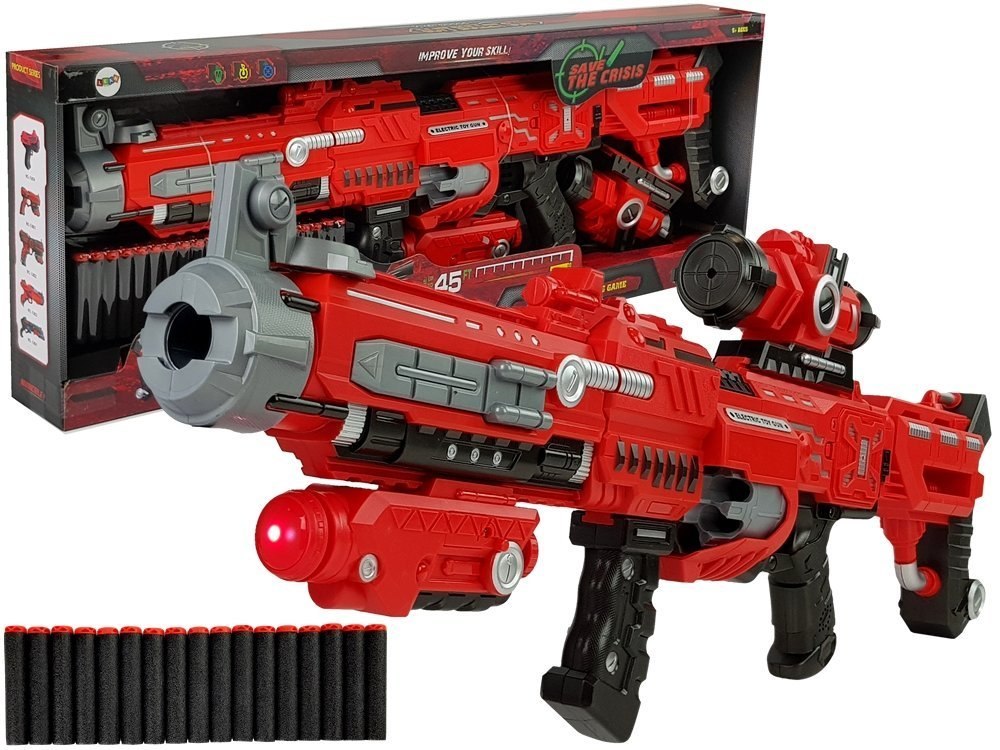 Duży Pistolet Na Piankowe Naboje Laser Celownik Dźwięk Zasięg 45 m 75 cm Długości Duży Pistolet Na Piankowe Naboje Laser Celownik Dźwięk Zasięg 45 m 75 cm Długości