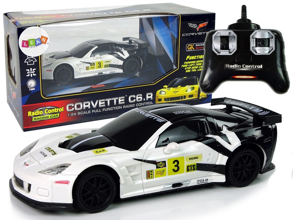 Auto Sportowe Wyścigowe R/C 1:24 Corvette C6.R Biały 2.4 G Światła Auto Sportowe Wyścigowe R/C 1:24 Corvette C6.R Biały 2.4 G Światła