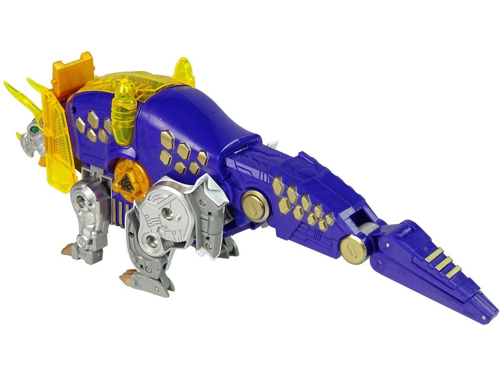 Dinobots 2w1 Dinozaur Pistolet na Strzałki Fioletowy Triceratops Tarcza Dinobots 2w1 Dinozaur Pistolet na Strzałki Fioletowy Triceratops Tarcza