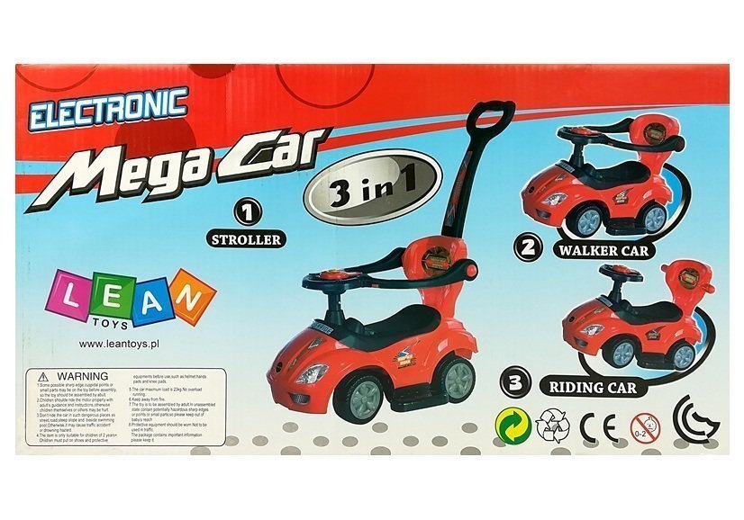 Jeździk z Pchaczem Mega Car 3w1 Czerwony Jeździk z Pchaczem Mega Car 3w1 Czerwony