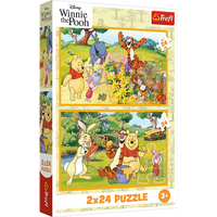 Puzzle - 2x24 - Dzień w ogrodzie - Disney - Kubuś Puchatek - Trefl 34436