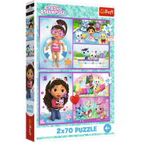 Puzzle - 2x70 - Baw się z Gabby - Koci Domek Gabi - Trefl 34438