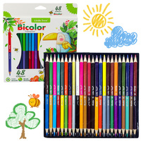 Zestaw Kredek Dwustronne Dwukolorowe Szkolne Trójkątne 48 Kolorów